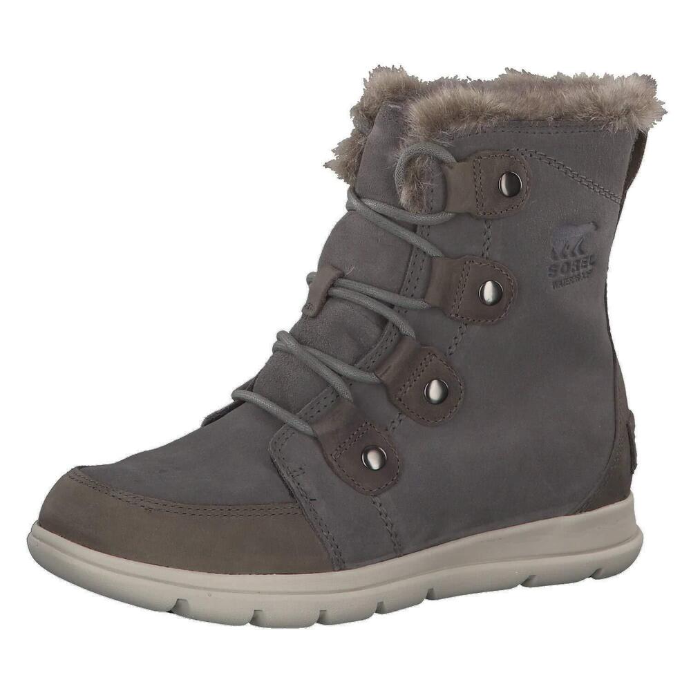 Sorel Women's Leather and Suede Snow Boot, Grey Quarry Black, 7
